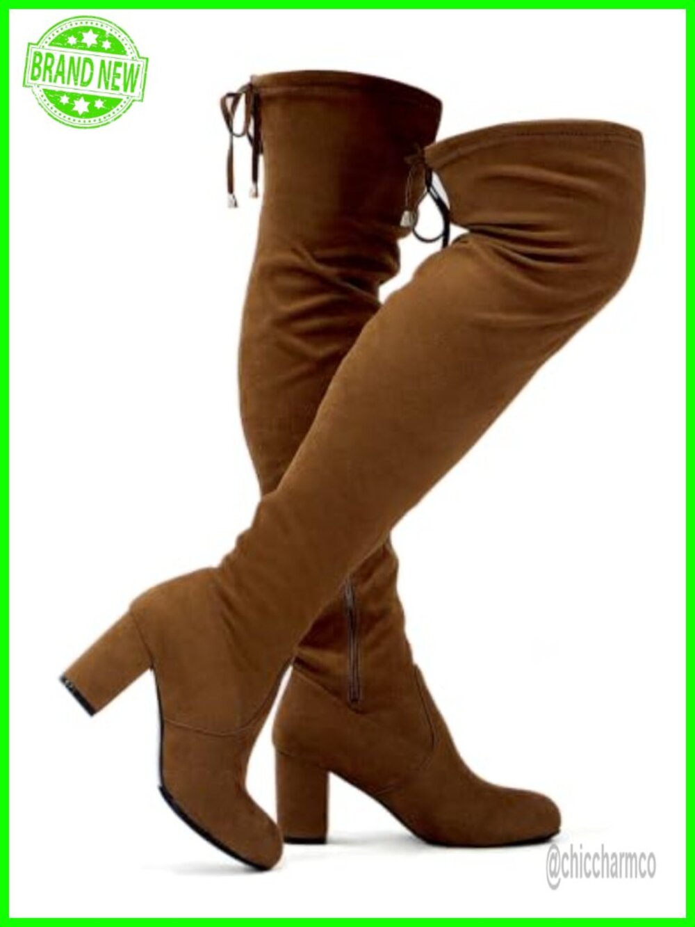 Faux Suede Thigh High Over the Knee Boots Chunky Block Heel
